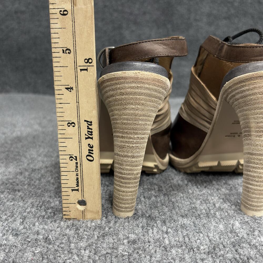 rag & bone Platform Heels Womens Size 6 Brown Lace Up Slingback Made Italy - Picture 15 of 16